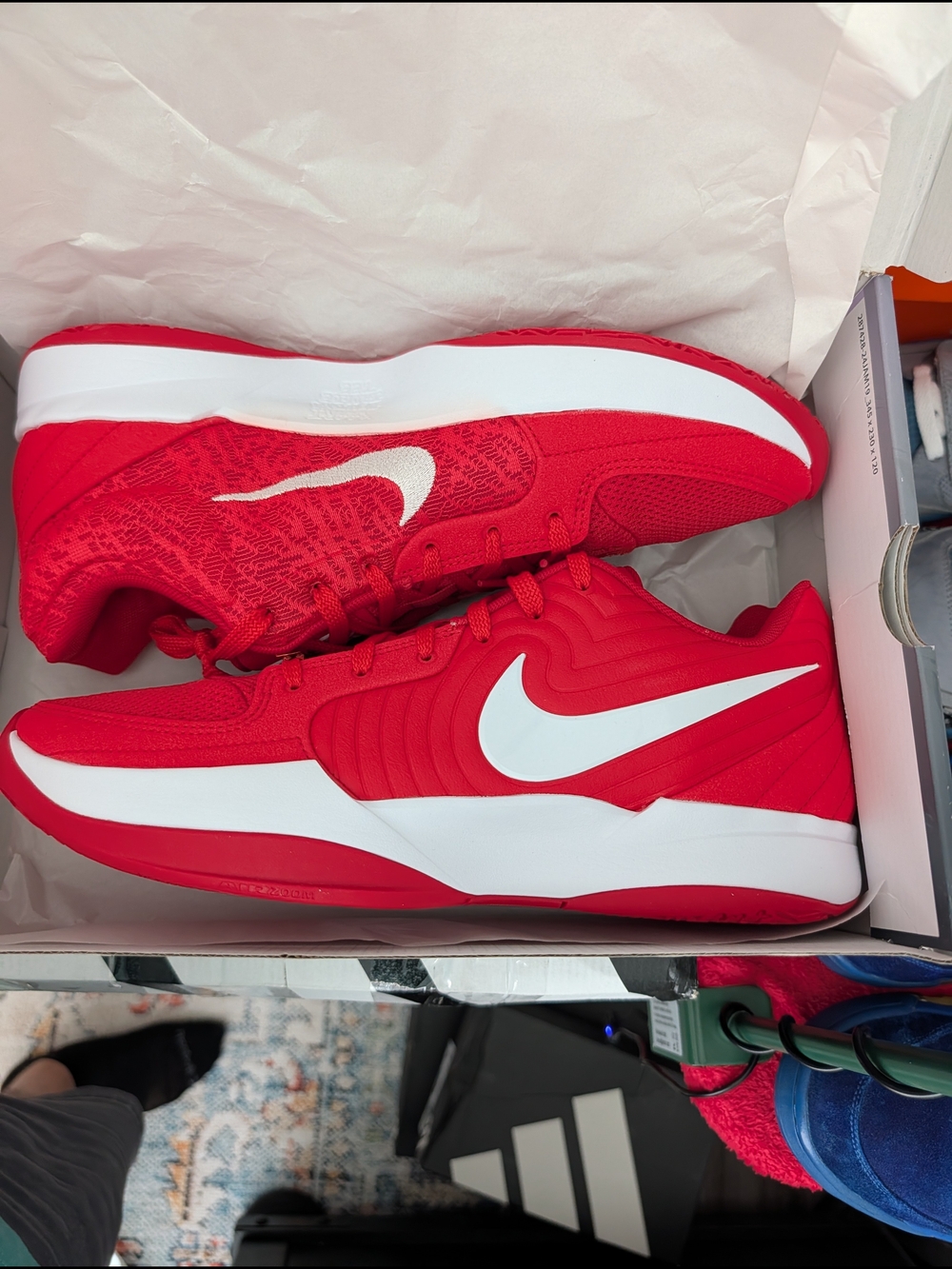 J Morant 2-University Red -Nike Men’s Red and White Low-Top Sneakers